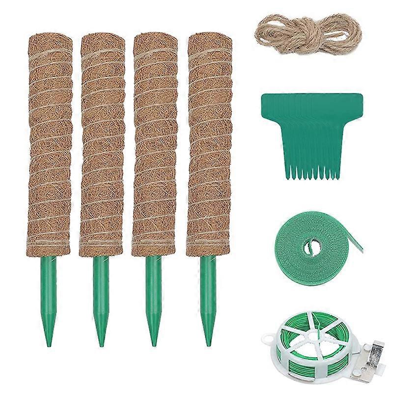 Durable Stackable Moss Pole Set with String Tags Ribbon for Climbing Plants
