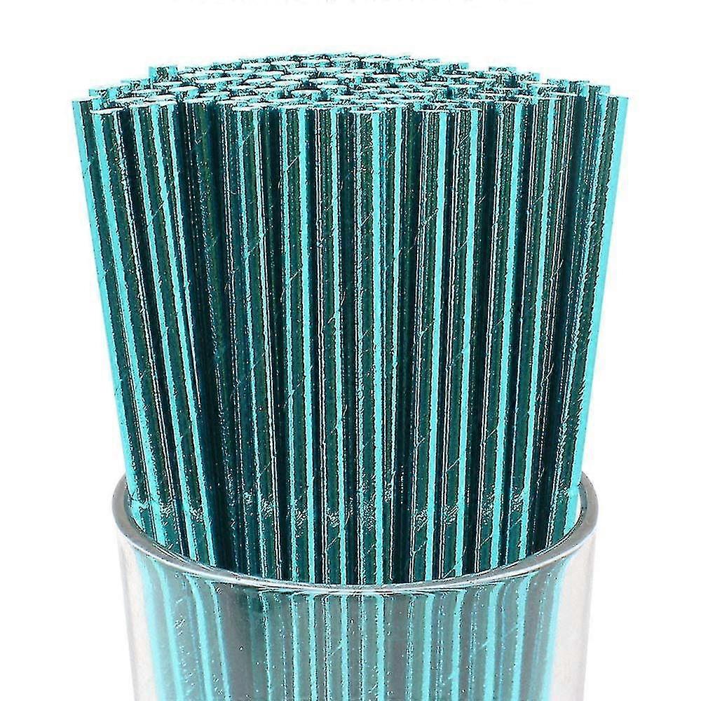 100pcs Premium Solid Paper Straws (solid, Metallic Aqua) PXCL