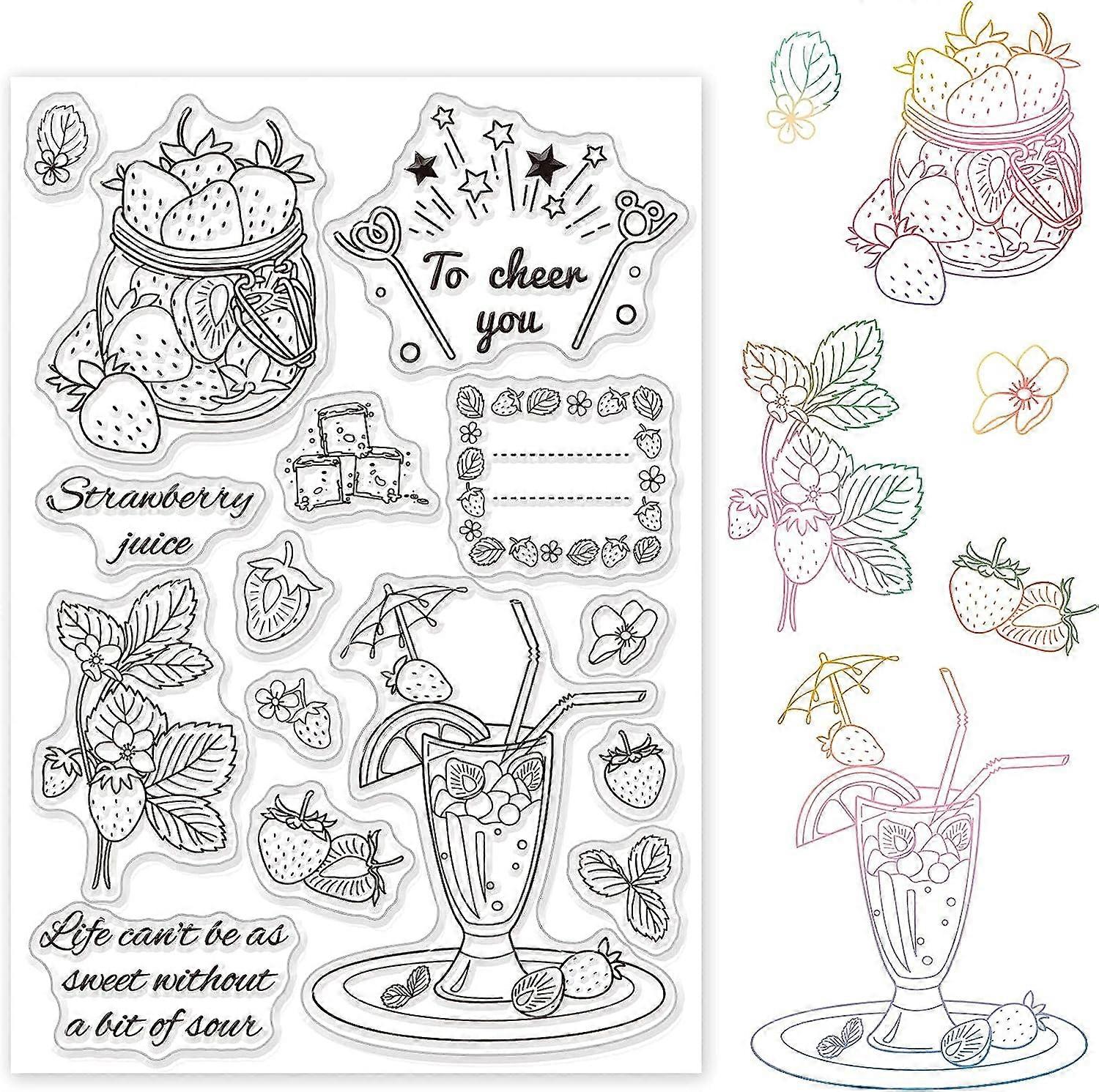Summer Drink Strawberry Clear Stamps Transparent Silicone Stamp