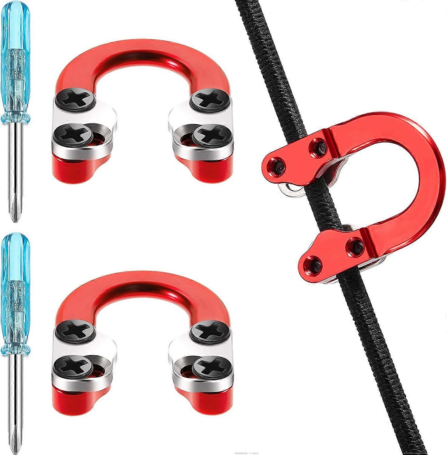 2 Sets Bogenschießen D Loop Compound Bogen Metall U Nocke D Ring Schnallenentriegelung Nockschlaufe mit Schraubendrehern für die Jagd Installationszubehör
