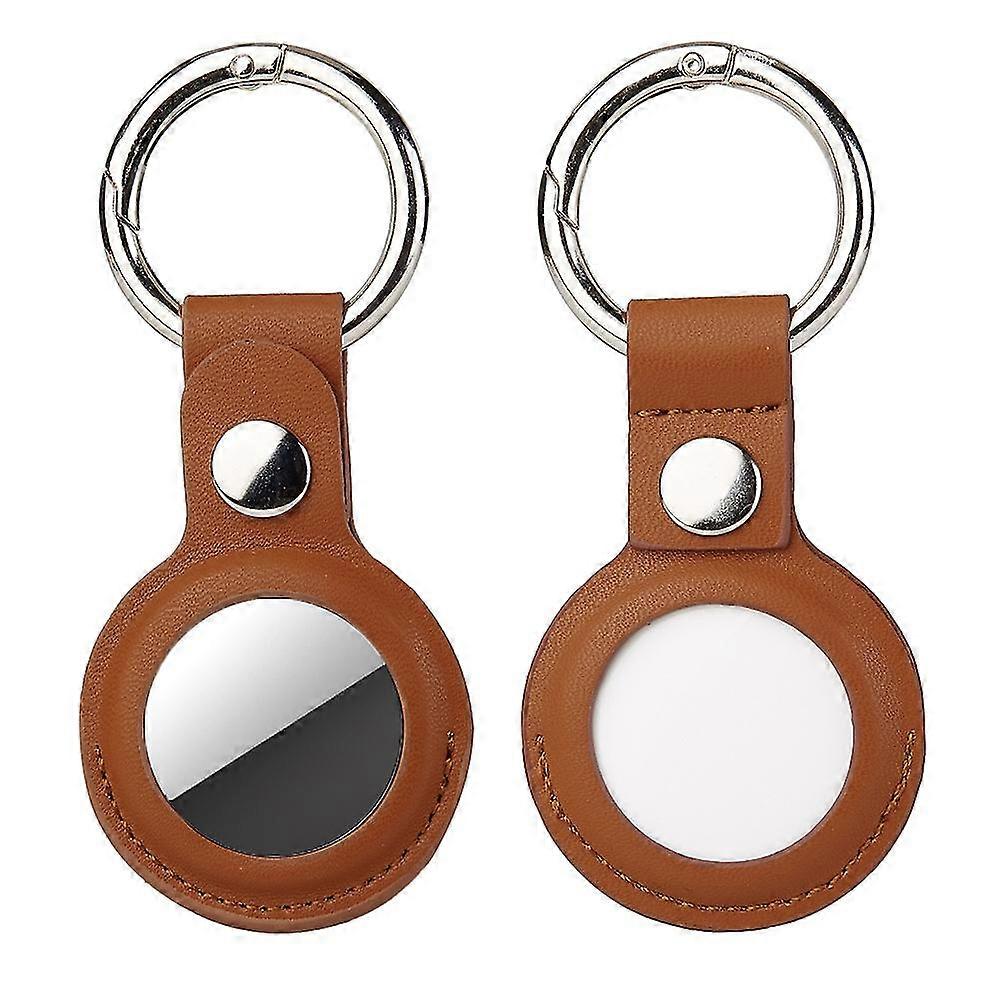 Protective Holder for AirTag Case, Air Tag Case Leather with Keychain 2pcs