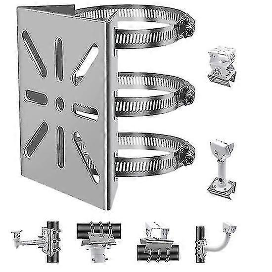 Universal Wall Mounting Bracket With 3 Loops, Stainless Steel Vertical Pole Mount Adapter For Cctv Security Camera