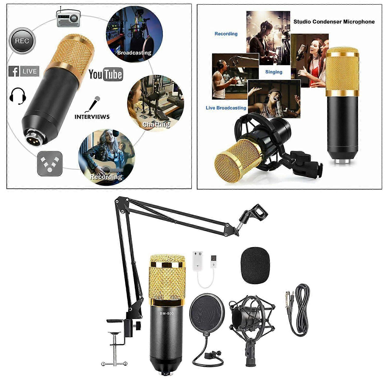 Recording Condenser Microphone Kit PC Strea Cardioid Mic for Podcasting