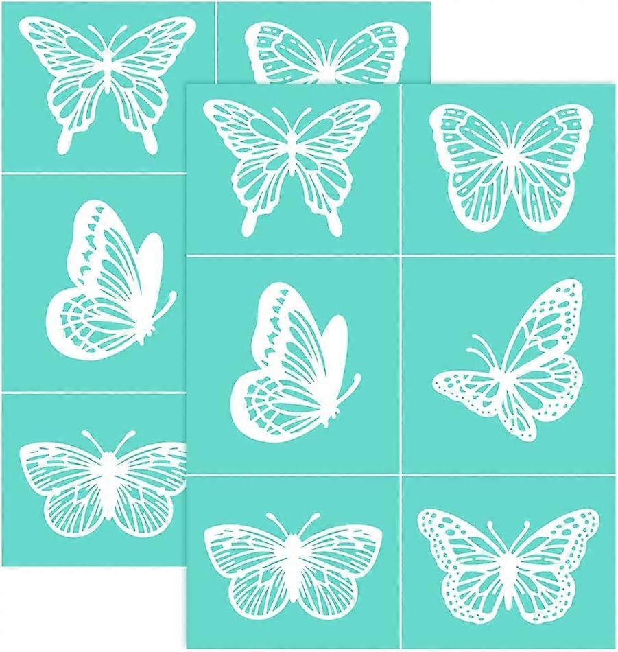 2PCS 8.6x11 Inch Self-Adhesive Silk Screen Printing Stencil Reusable 6 Styles Butterflies Stencils Easter Decorations for Painting on Wood Fabric T-Sh