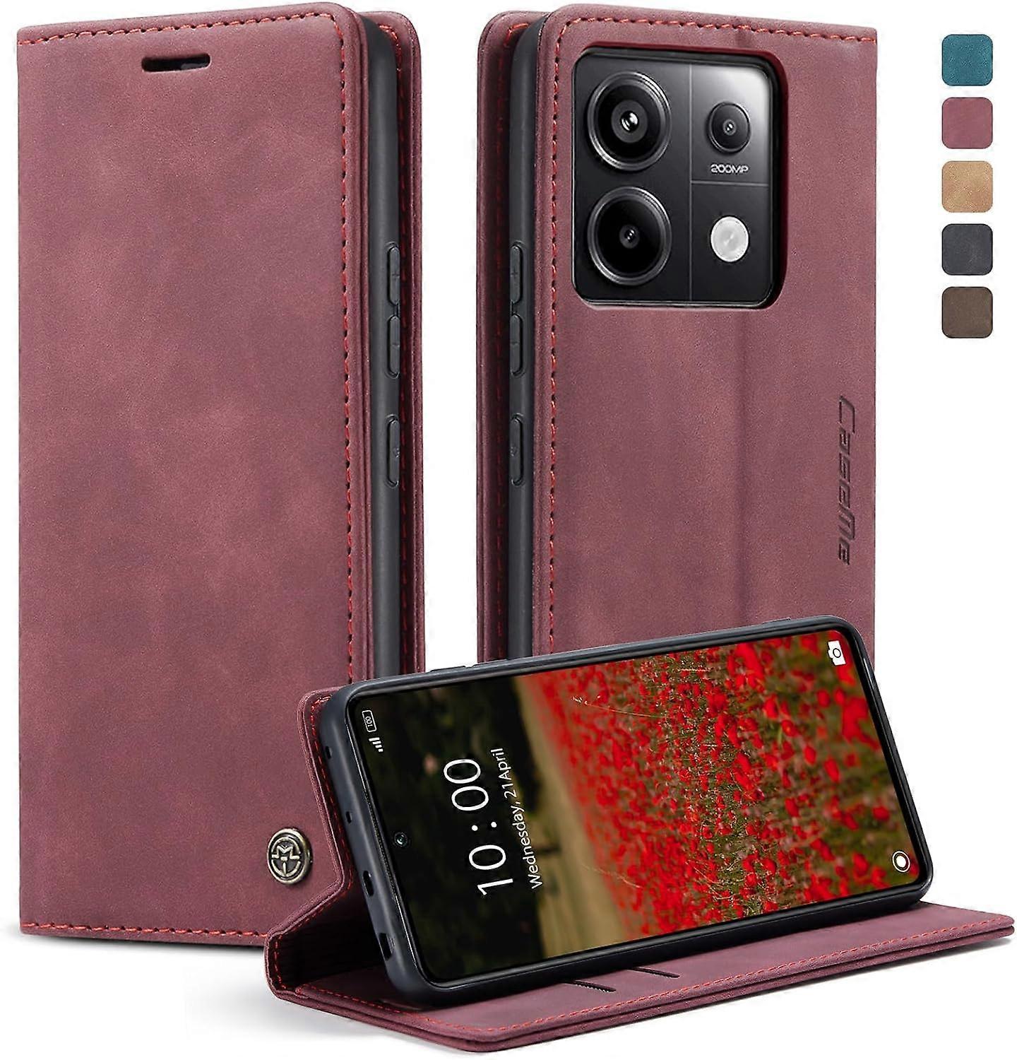 Leather Foldable Flip Phone Case for Xiaomi Redmi Note 13 Pro with Card Slot