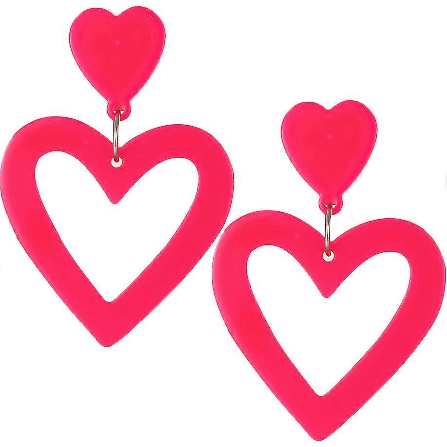 Pink Heart Earrings, Heart Earrings Dangle Pink Heart Earrings Heart Earrings Y2K Love Heart Big Hoop Cute Fun Dangle Earrings