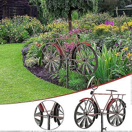 Vélo rouge en fer forgé en métal, prise de terre décorative rotative, vélo rétro, installation facile, décor de jardin, 100% neuf