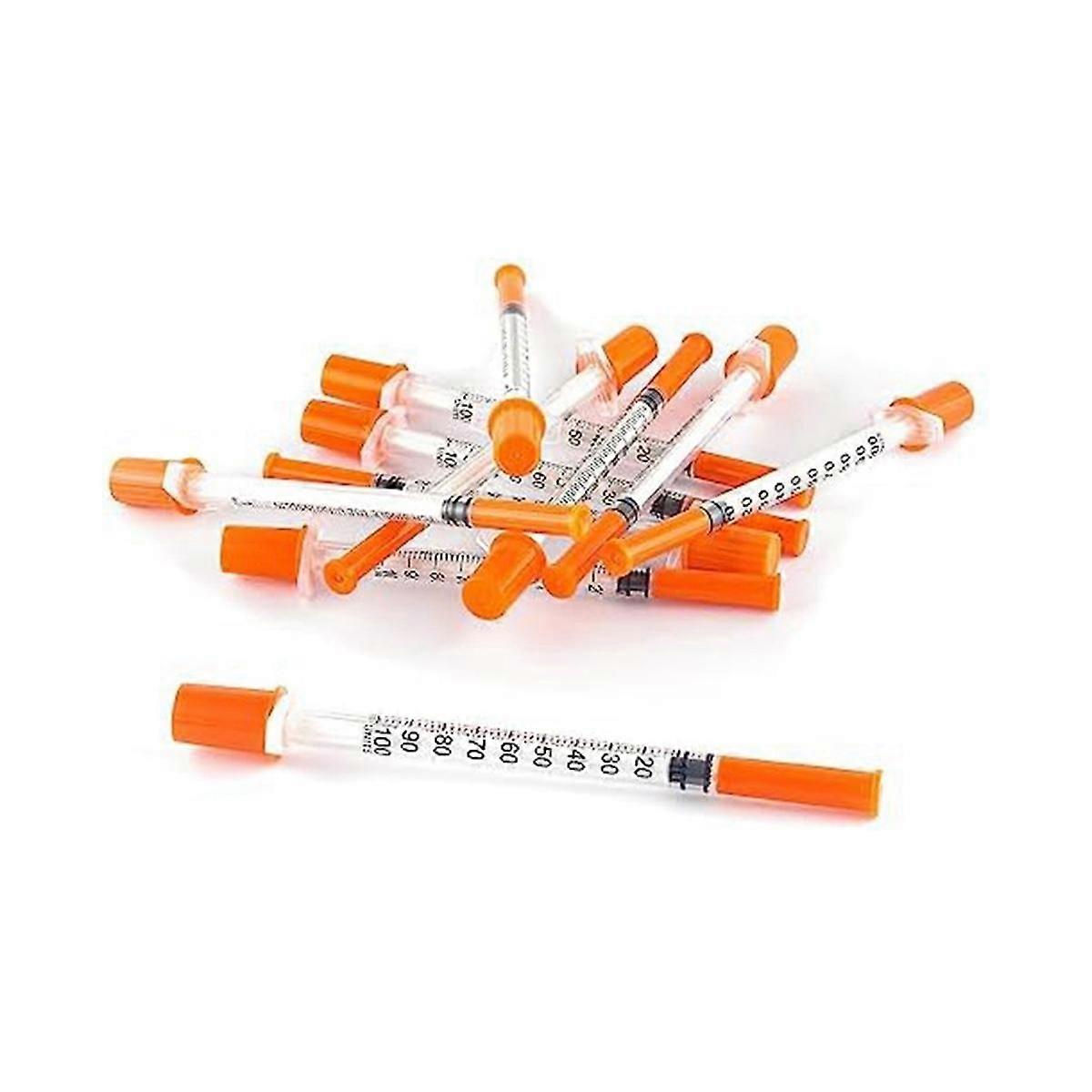1Ml/Cc Syringe with 30G 0.5Inch Needle - Orange Syringe (30G-13mm-100Pack)