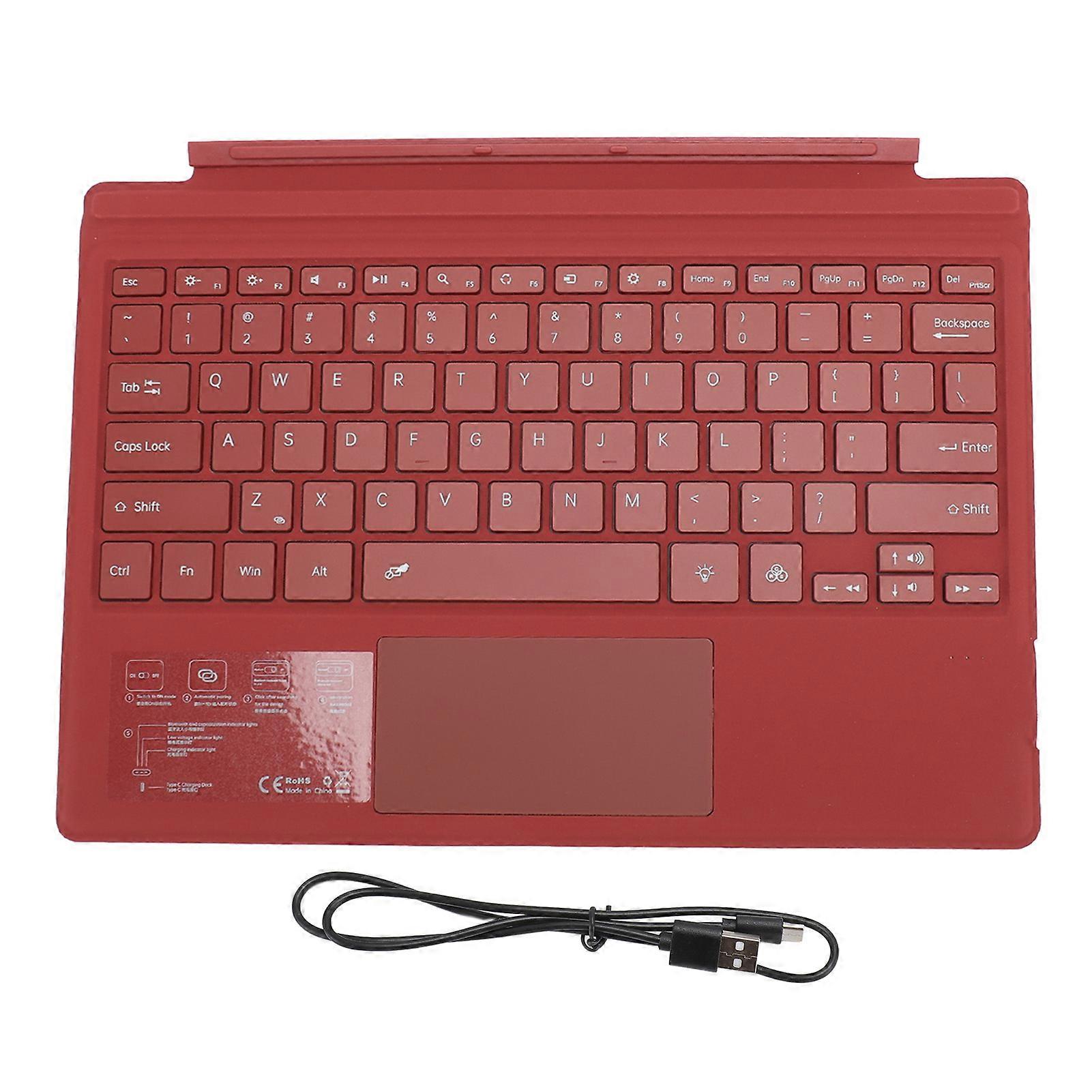 Magnetic Bluetooth Keyboard Colorful Backlight Multi Touchpad Wireless Bluetooth5.0 Tablet Keyboard for Pro 3 4 5 6 7 Red