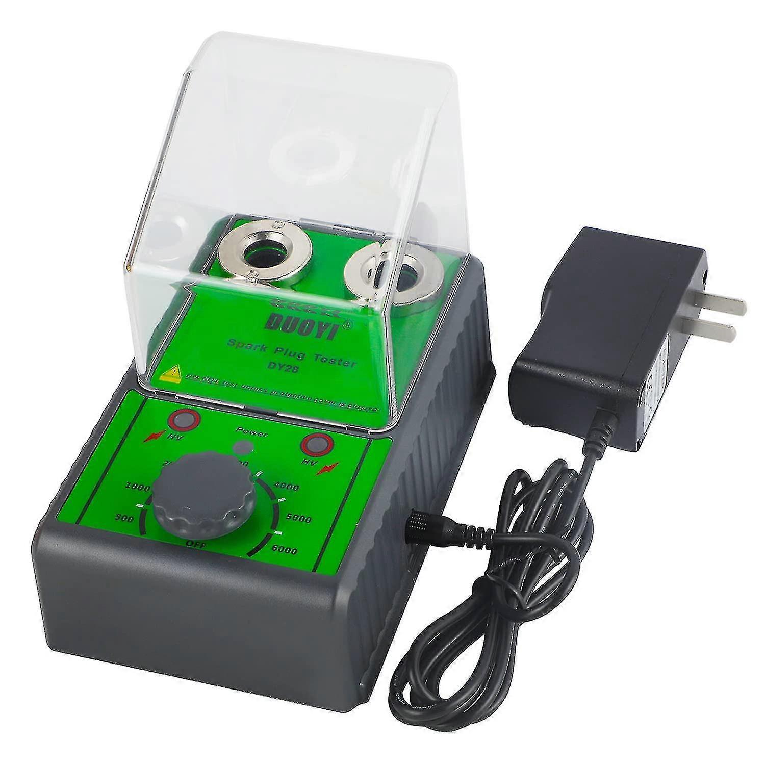 Spark Plug Tester Dual Holes Spark Tester Working Frequency 500-6000rpm Spark Plug Tool For 12v Gasoline Vehicles Ignition Coil Tester With A Protecti