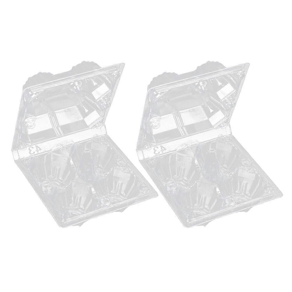 50pcs 4 Grids Portable Egg Tray Transparent Plastic Egg Holder Egg Carrier Packaging Box