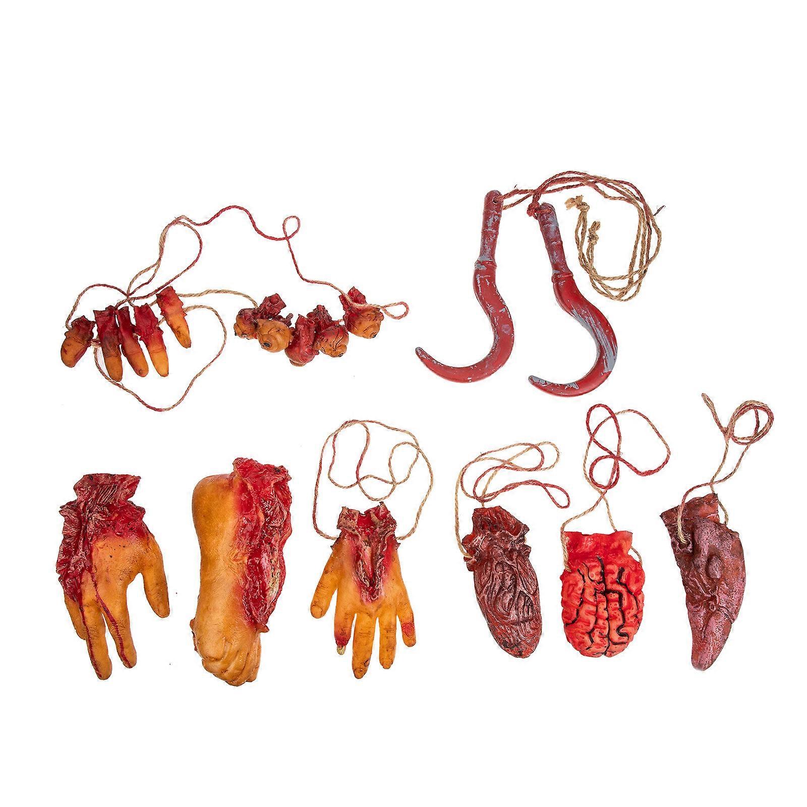 8 قطع هالوين قطع أجزاء الجسم المكسورة نابض بالحياة قطع الإصبع القدم المعلقات هالوين الدعائم