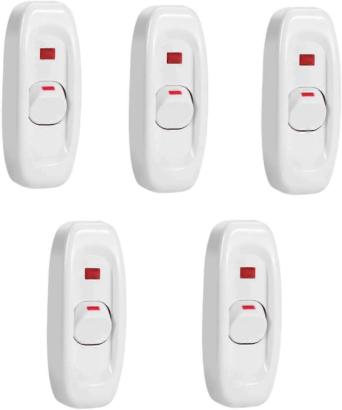 Wire Light Switch, 5 PCS AC 250V 10A Compact, Rocker, Toggle Switch LED Wire Light Control Solder Tab Button (White)