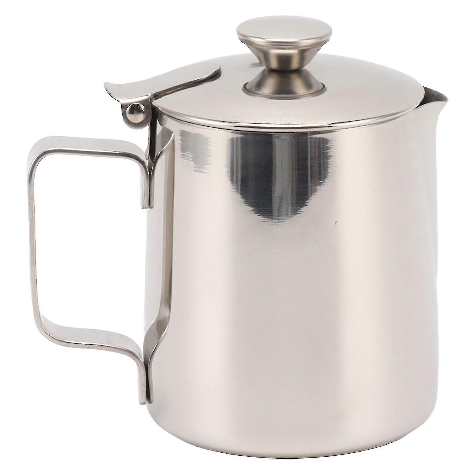 Stainless Steel Milk Frothing Pitcher Cappuccino Pitcher Coffee Foam Container With Lid