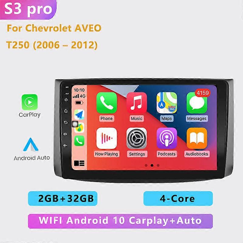 Android 10.0 auto Car Radio GPS Navigation Multimedia Player 4G+WiFi Carplay Video 2din for Chevrolet AVEO T250 2006 - 2012