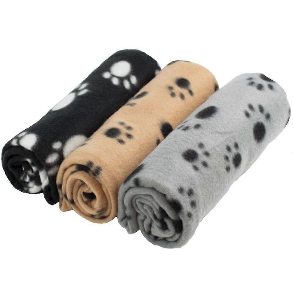 Large Pet Blankets x3 Dog Cat Soft Fleece 70cm*100cm-Washable Soft Fleece Dog/Cat Throw Blanket-Paw Print DesignBedding for a Puppy&Kitten