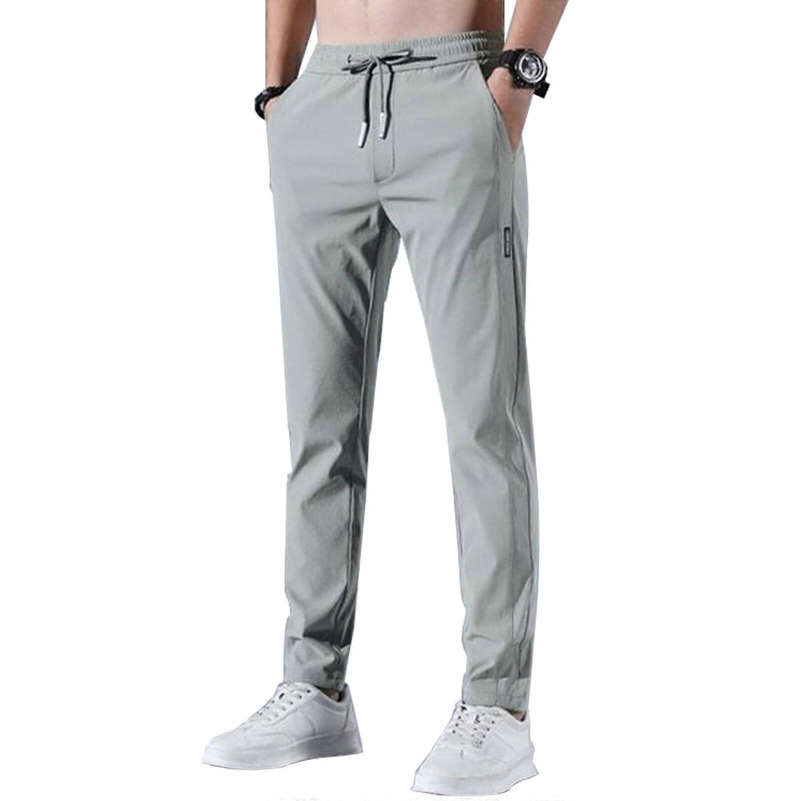 2023 NYA HETA Snabbtorkande stretchbyxor för män, Ice Cool Andningsbara Byxor Running Jogger Dragsko Träningsbyxor med fickor