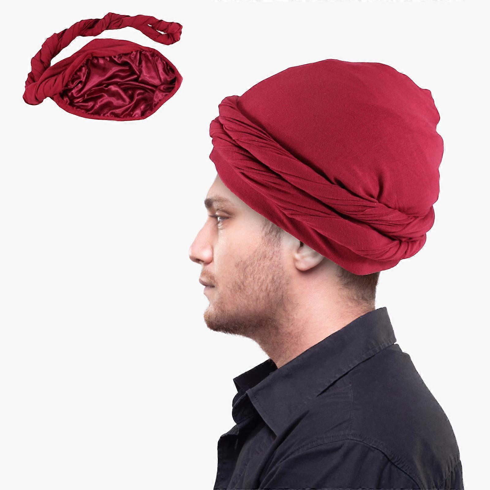 남성용 터번 터번 빈티지 트위스트 헤드 랩 남성용 스트레치 모달 및 새틴 터번 스카프 넥타이