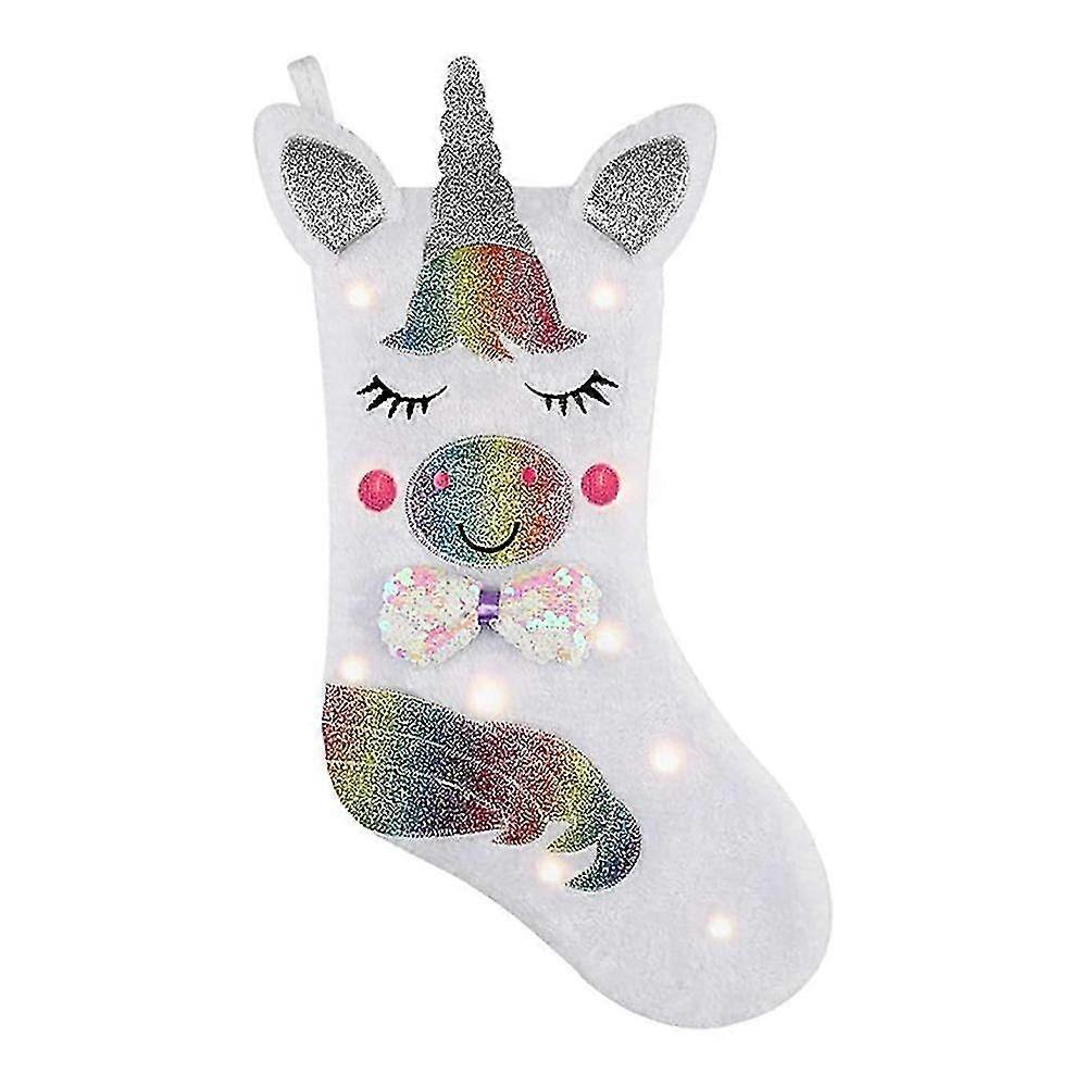 Christmas Stocking With Led Light Sparkly Stocking Fireplace Hanging For Christmas Decorations