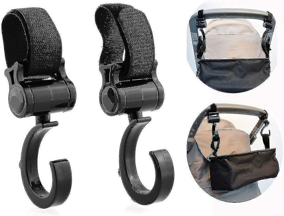 2 Pieces Stroller Hooks Versatile Children For Stroller Stroller Hooks Black