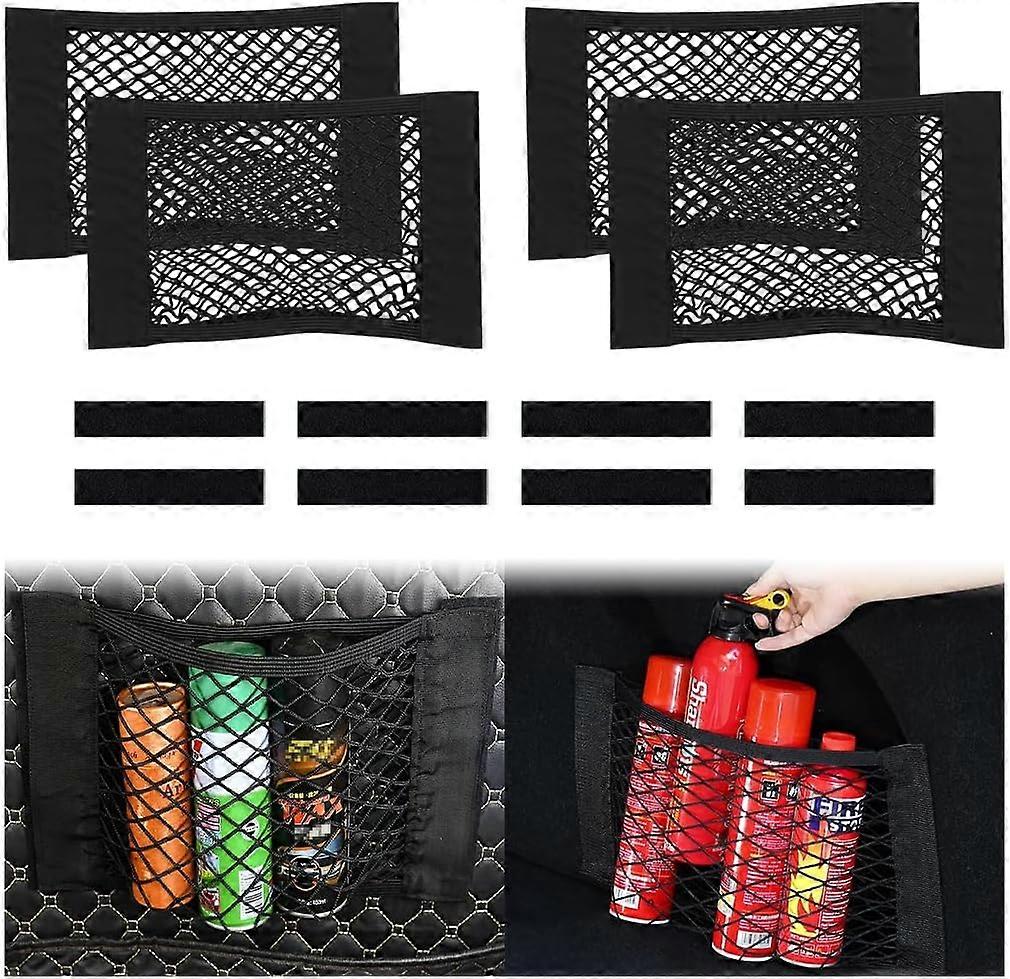 Mesh Cargo Net with Magic Sticker for Car, Universal Stretchable Storage Net Wall Sticker Organizer for Trunk (50x25cm)