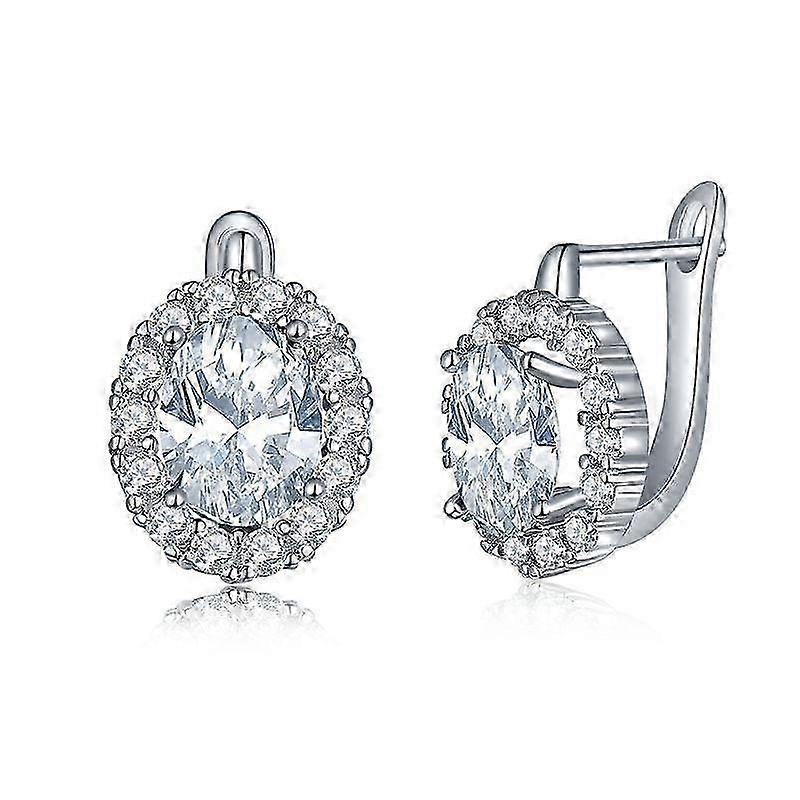 Ear Clips Copper Metal Inlaid AAA Zircon Ear Studs for Wedding