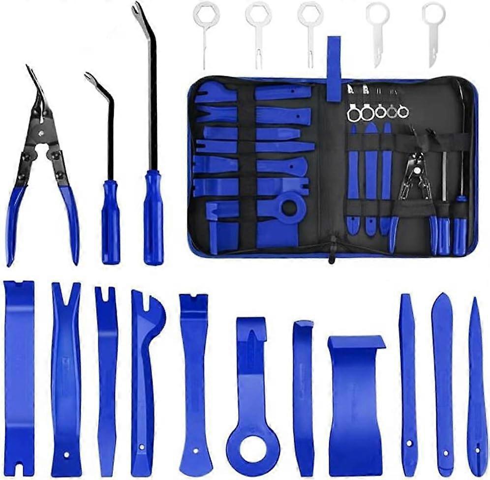 nice 19 Pieces - Automotive Trim Removal Tool Kit for Easy and Scratch-Free Door Panels, Dashboards and Wheel Hubs, Including a Sturdy Storage Bag.