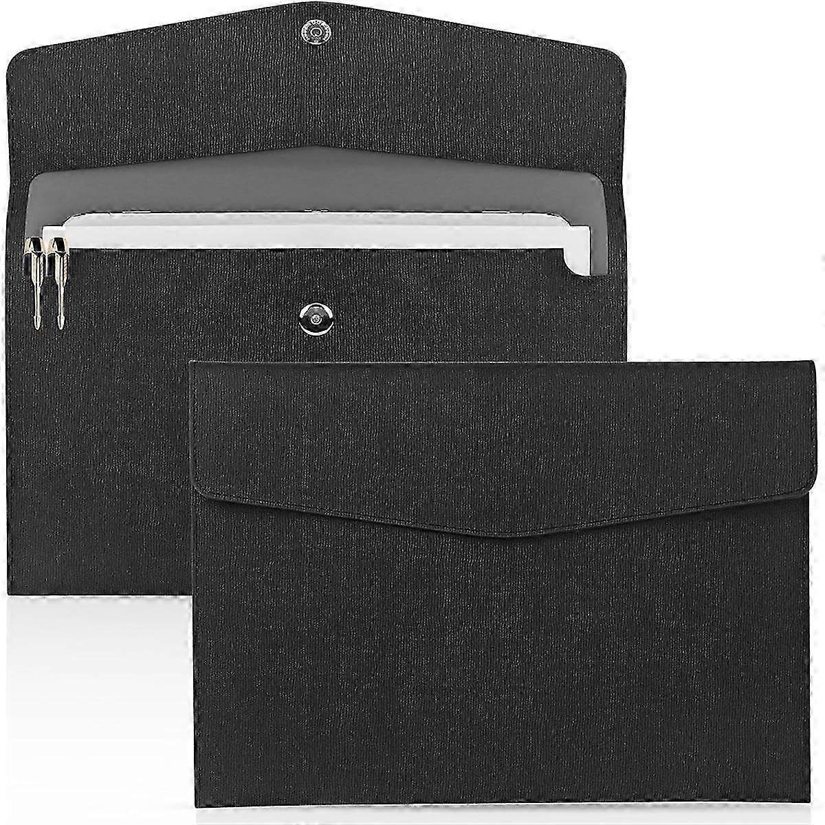 2Pcs Document File Folder, Waterproof Thin PU Leather A4 Envelope Folder Expanding File Organizer P