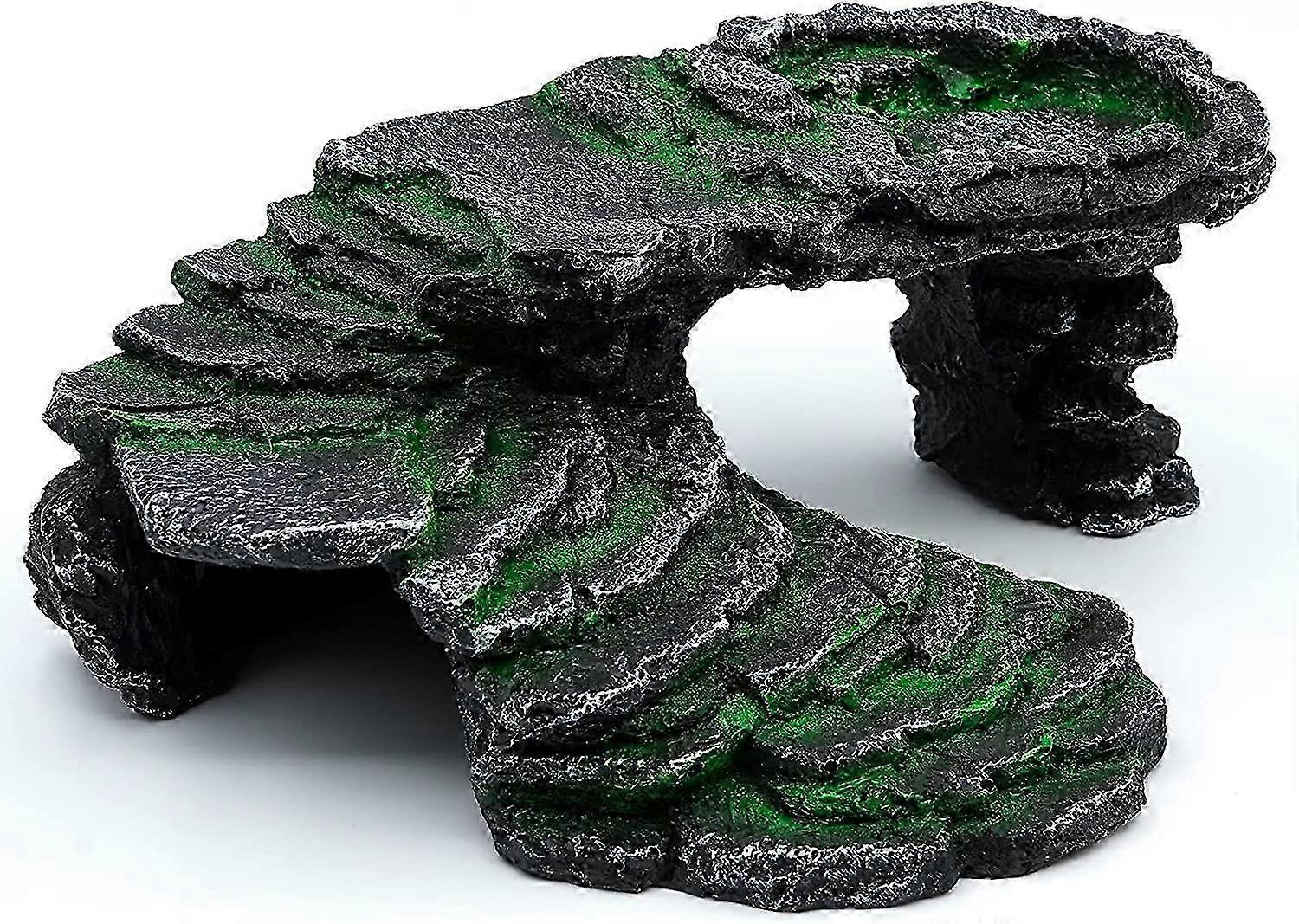 Reptile ramp ladder platform hidden cave large rock realistic decorative ornaments