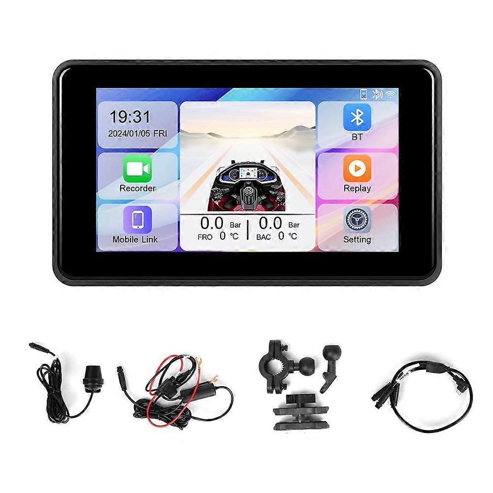 5 pouces portable moto DVR tableau de bord Carplay Android Auto IP68 étanche avant caméra arrière bleu