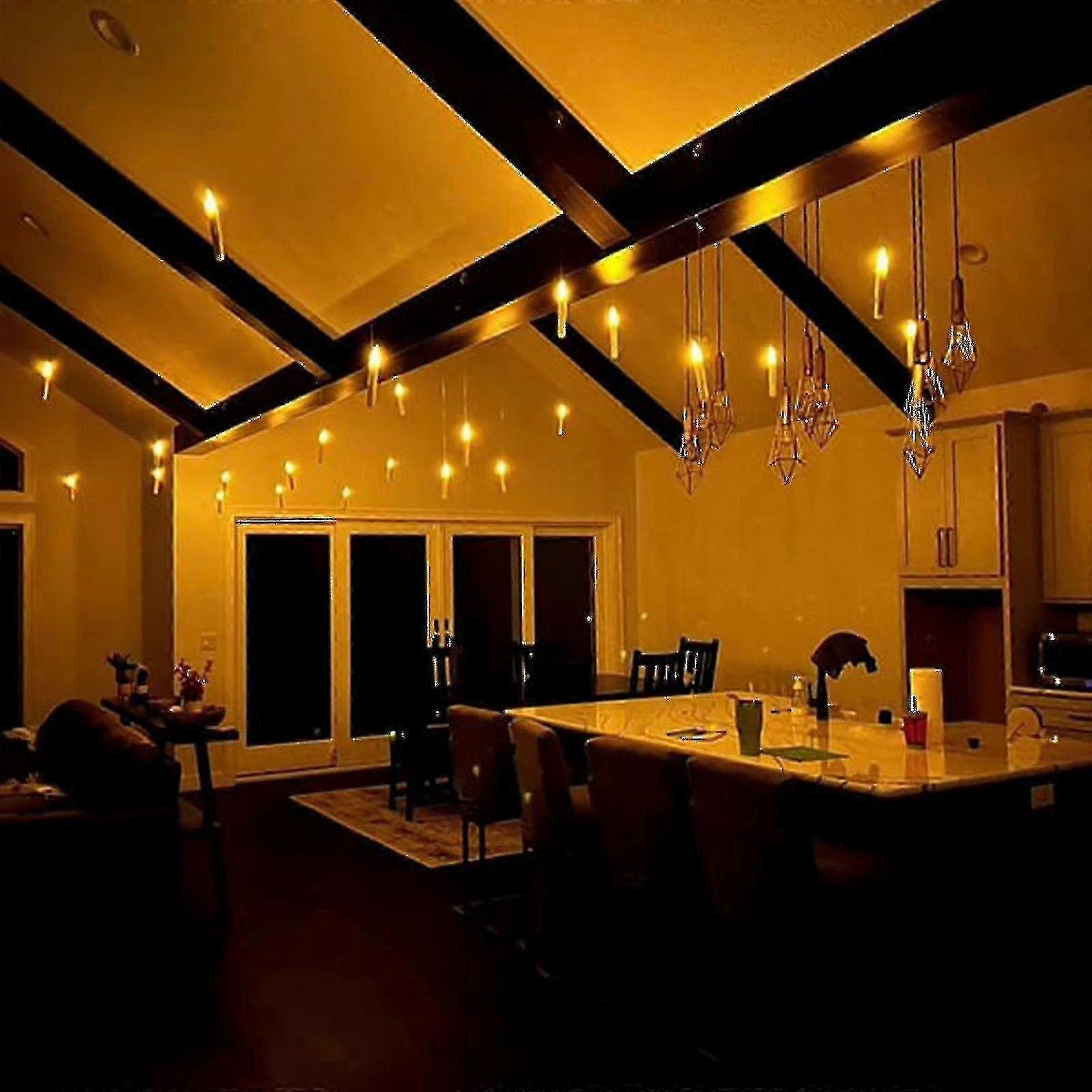 12 Pack Floating Candles With Wand Remote Control, Led Flameless Flickering Stick Candles Battery Operated Harry Potter Floating Candles For Halloween