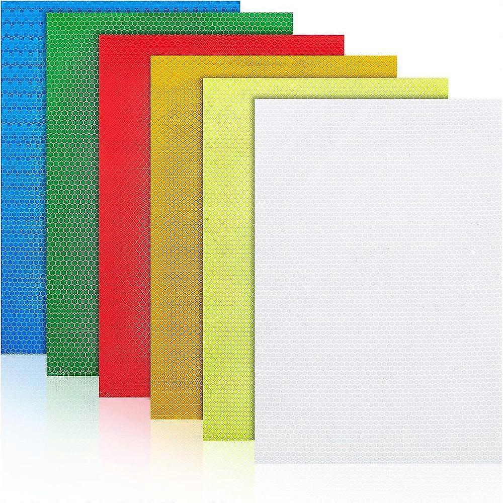 10 Sheets 6 Colors Waterproof Luminous Plastic Self-Adhesive Stickers for Bicycles Decorative Presents Rectangle Mixed Color 30x20x0.05cm