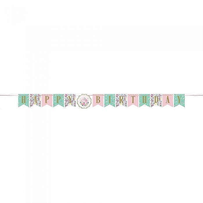 Creative Party Ribbon Floral Happy Birthday Banner