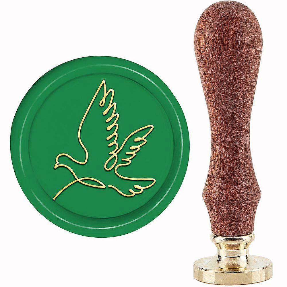 Brass Wax Seal Stamp with Handle for DIY Scrapbooking Pigeon Pattern 89x30mm
