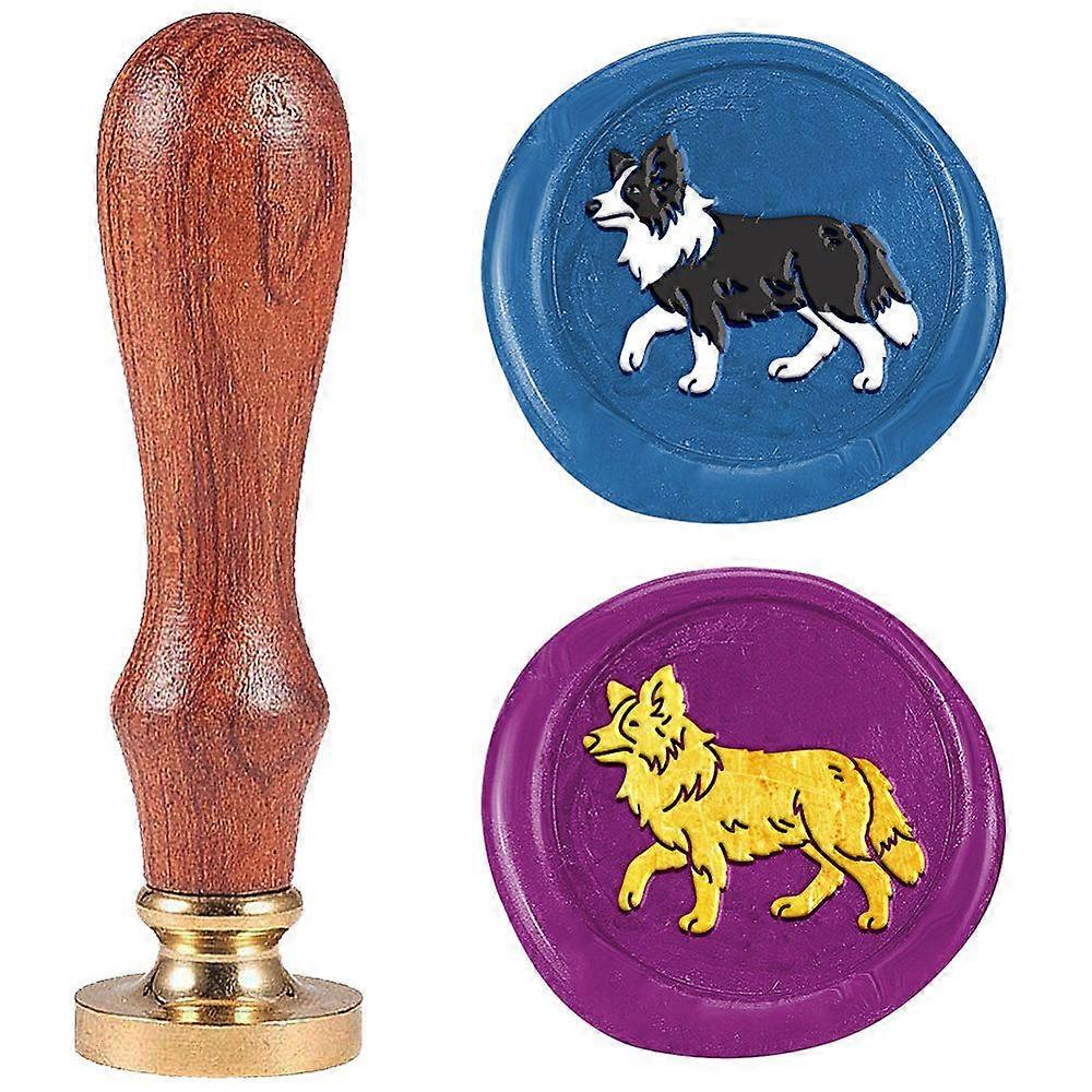 Wax Seal Stamp Set Sealing Wax Stamp Solid Brass Heads with Wood Handles for Envelopes Invitations Gift Card Dog 83x22mm Stamps: 25x14.5mm