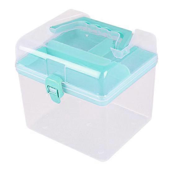 Clear Storage Box with Removable 3 Compartments Tray Double Layers Portable Handle Multipurpose Toys Jewelry Stationery Makeup Organizer Holder