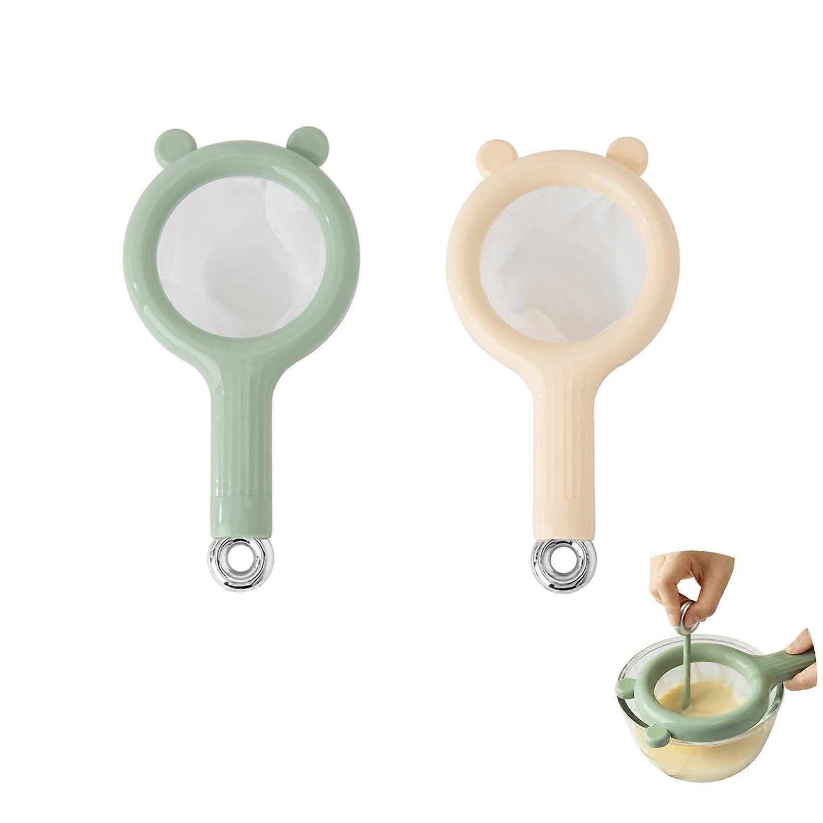 3-Pack Kitchen Strainer Set: Green, Beige, 80 Mesh Replacement Filters