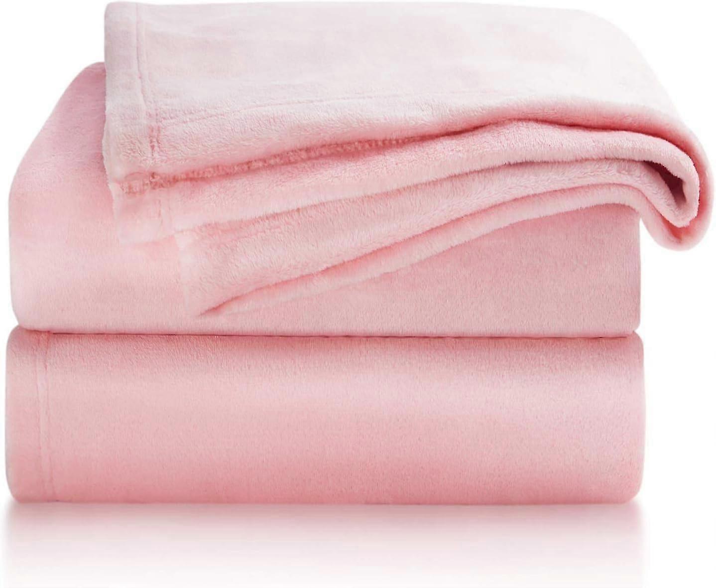 Super Soft Warm Fleece Blankets For Couch Bed - Size Pink Throw Blankets