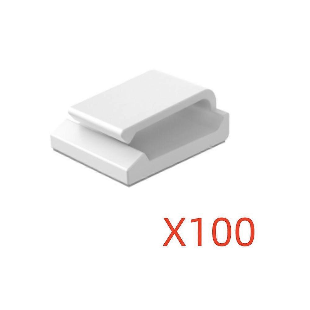 100 white self-adhesive flat type cable clamp