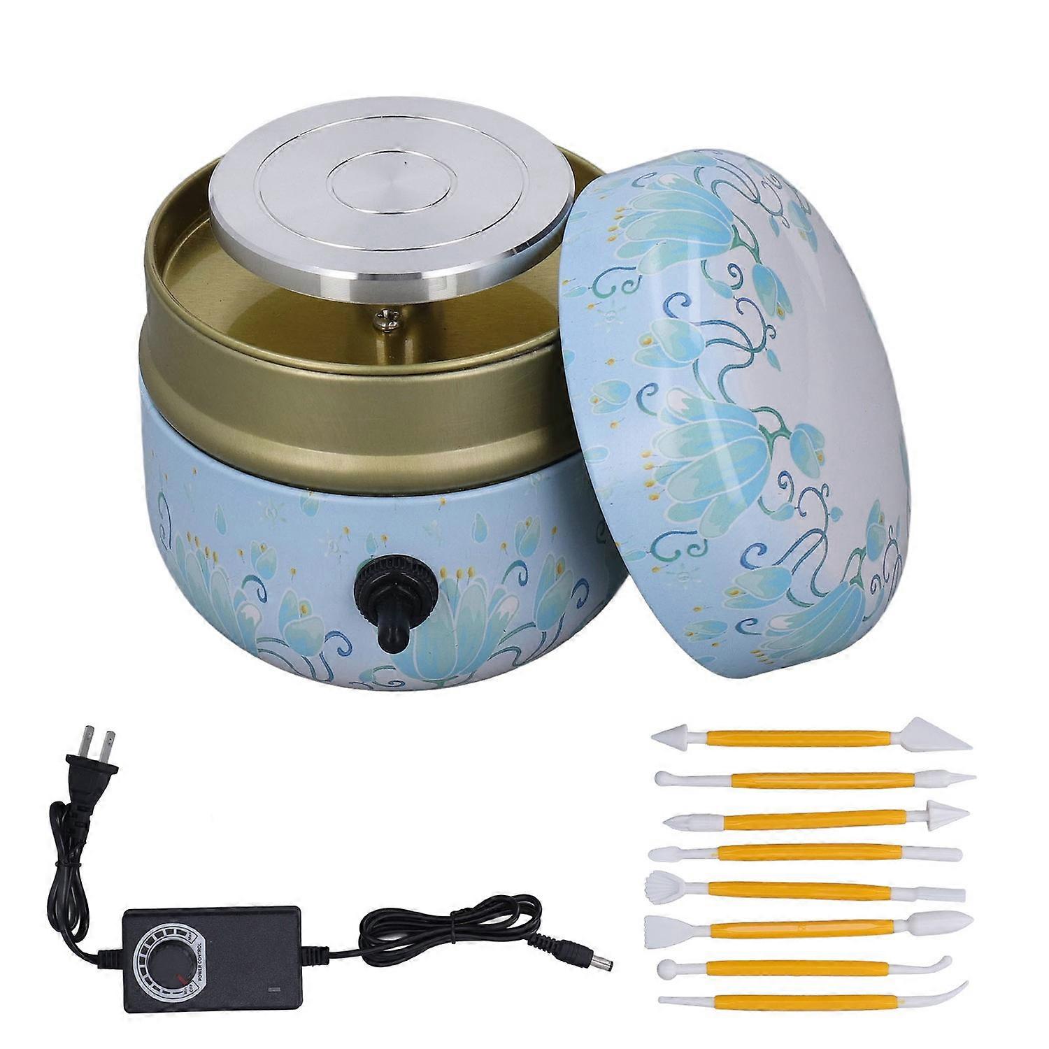 Mini Pottery Wheel Machine Stepless Speed Regulation Portable Light Blue Pottery Forming Machine for