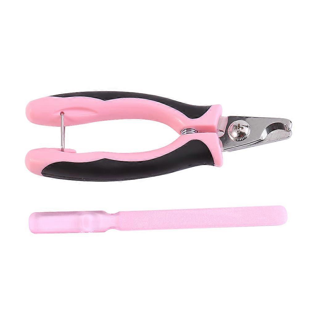 ステンレス鋼ペット犬猫爪切りカッター厚手巻き爪トリマー(ピンクS)