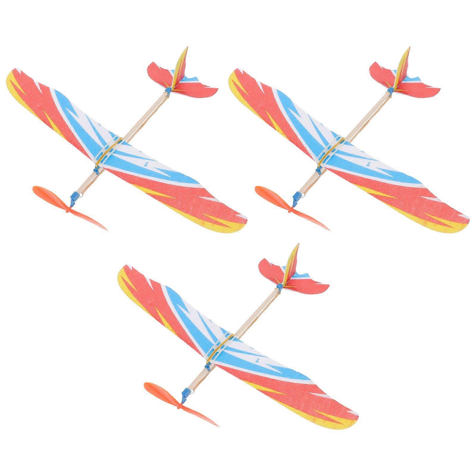 3pcs DIY Creative Aircraft Model Delicate Bird Design Plane Model Rubber Band Powered Aircraft Educational Toy (Random Pattern)