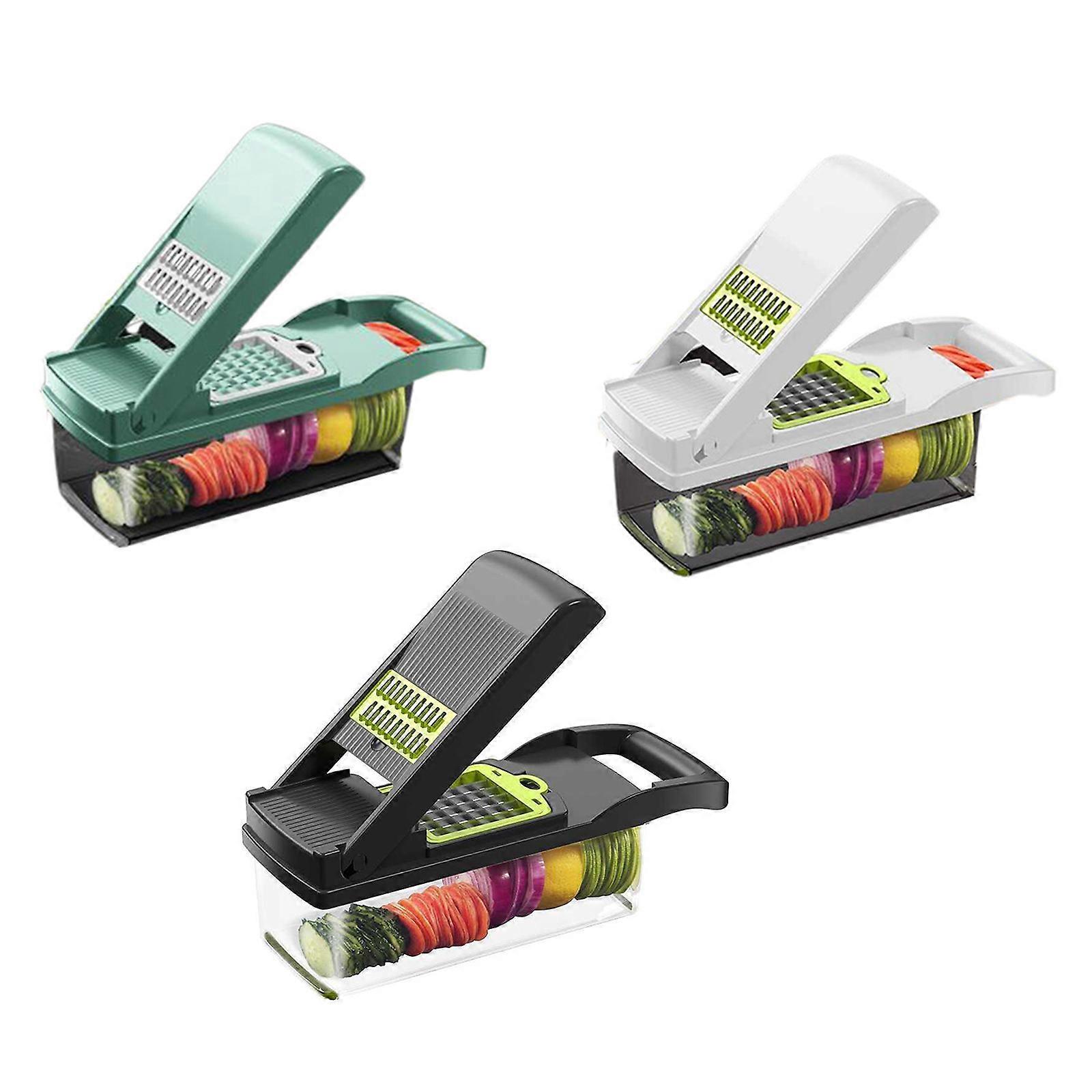 Vegetable Chopper Mandoline Slicer Cutter Chopper Vegetable Slicer Potato Onion Chopper Veggie Chopper Dicer for w/ Cont White