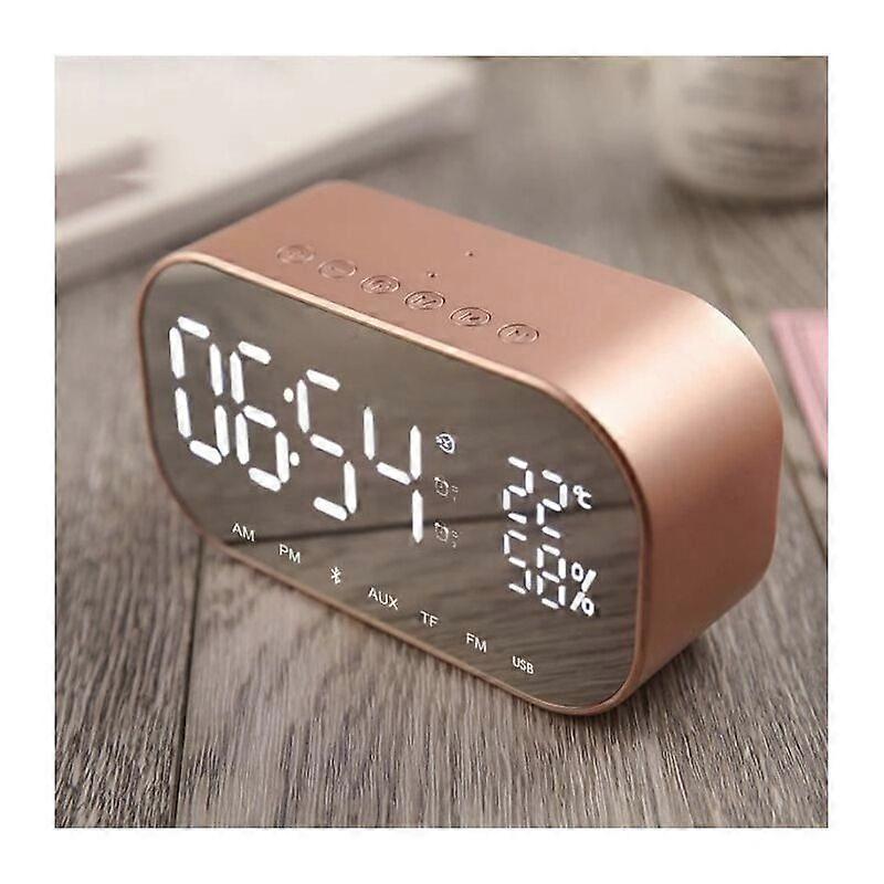 Bluetooth Alarm Clock Radio FM Speaker with Thermometer and Hands-Free Calling Function