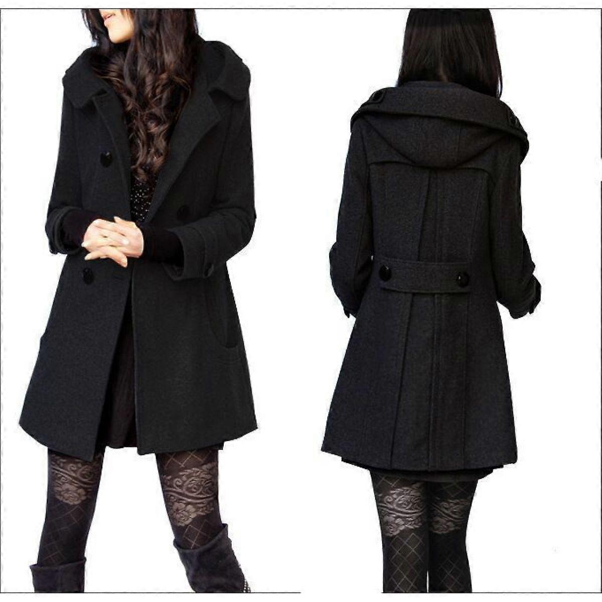 Women's Winter Warm Long Sleeve Slim Fit Plus Size Wool Hooded Jacket