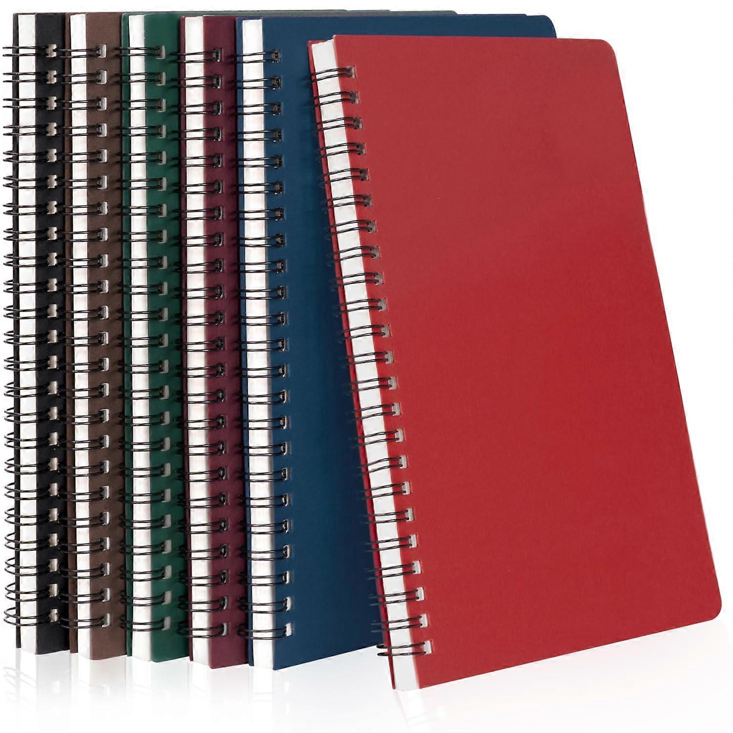 6 Pcs A5 Size Spiral Notebooks Small Lined College Ruled for Work Study and Note Taking