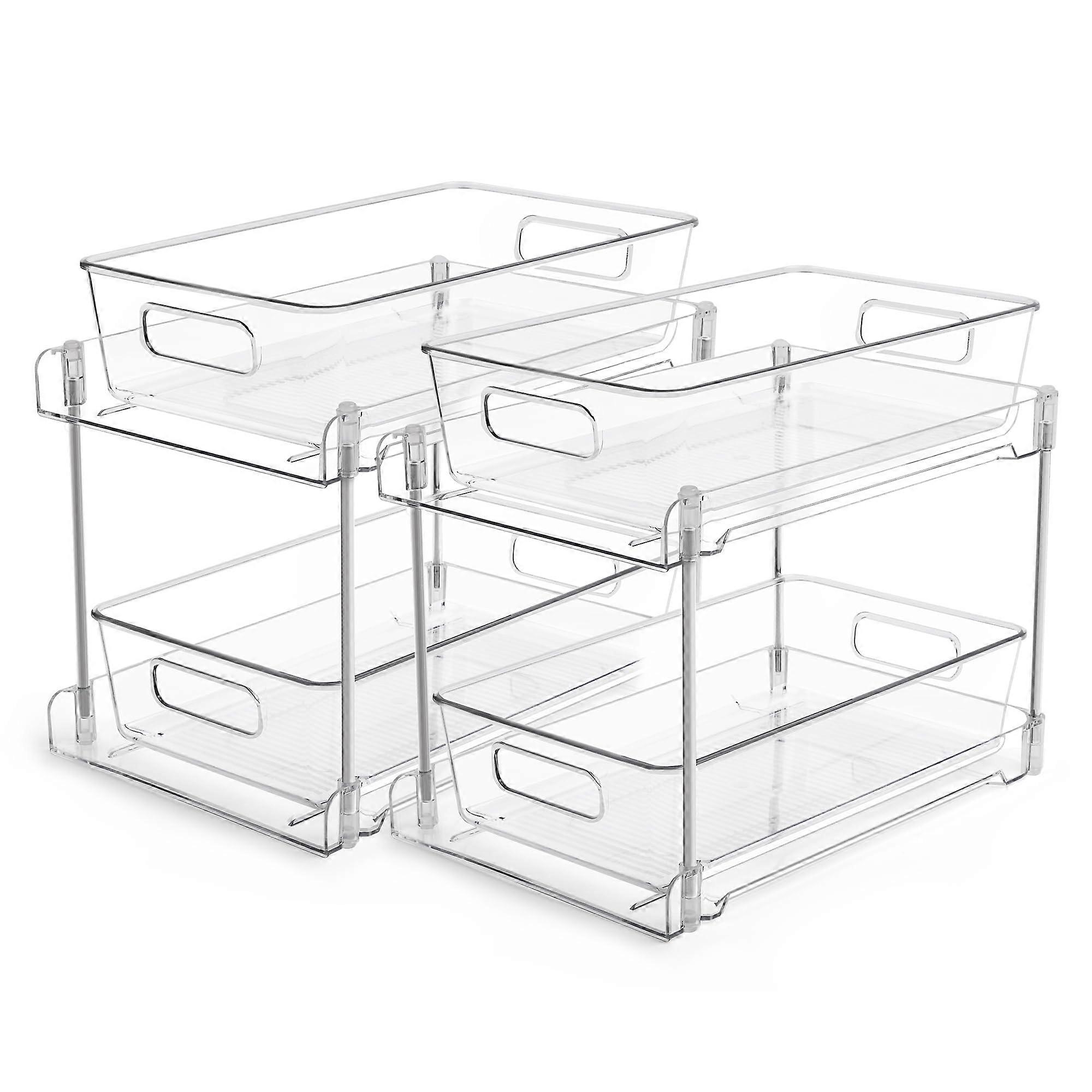 2 Pack Clear Bathroom Storage Organizer for Under Sink and Vanity Counter