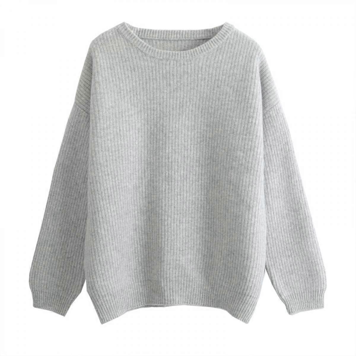 Womens  Pullover Sweaters Crew Neck Soft Slim Fit Solid Color Knitted Jumper