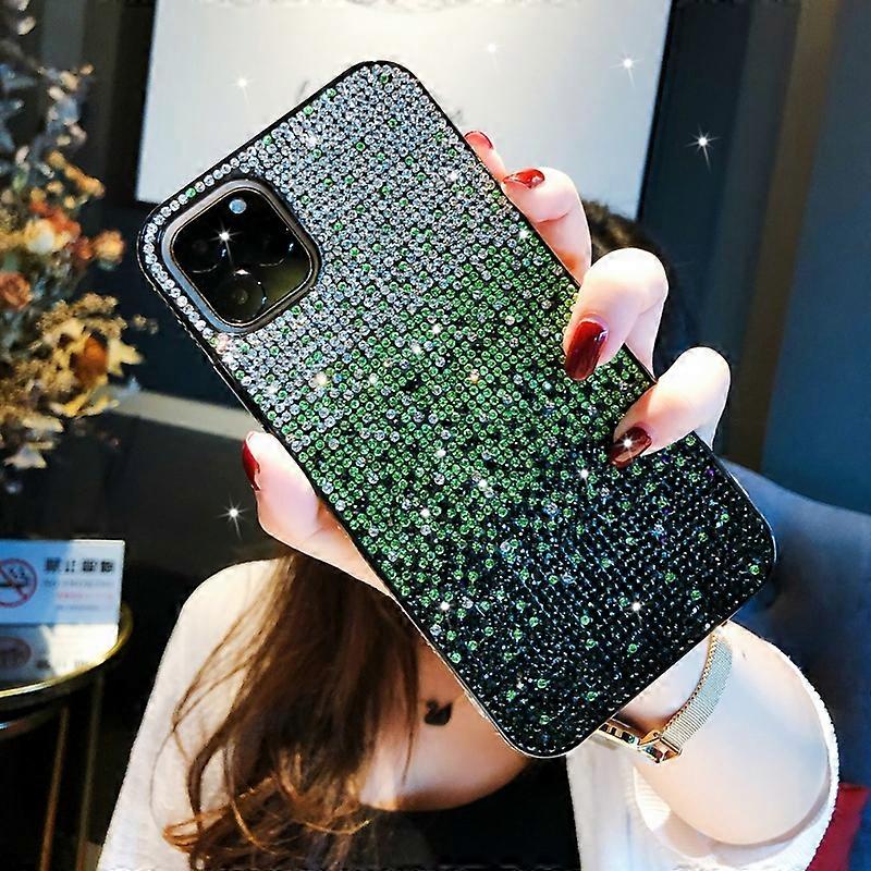 For iPhone 11 Pro PC + Crystal Diamond Tri-Color Gradient Protective Case