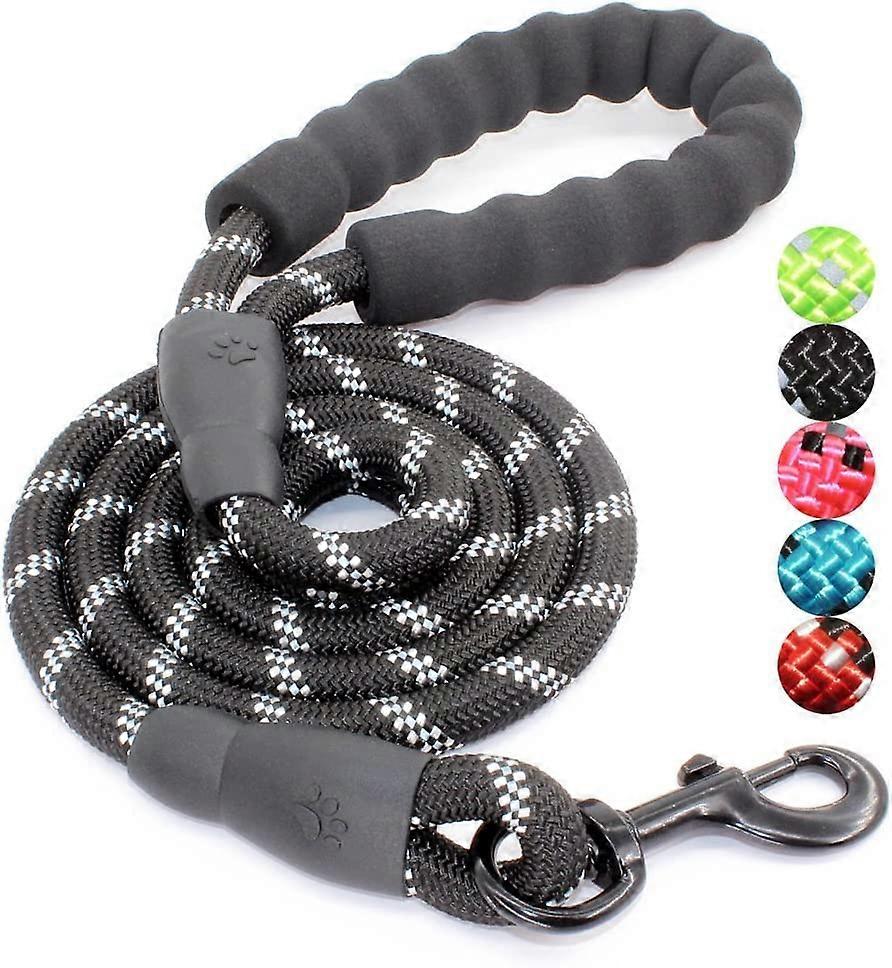 Nylon Dog Leash 5FT with Comfortable Pillow Handle for Small, Medium, and Large Dogs in Black Color